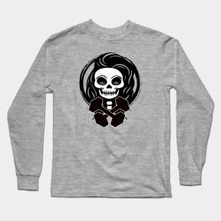 Personal Trainer Skull and Weights Black Logo Long Sleeve T-Shirt